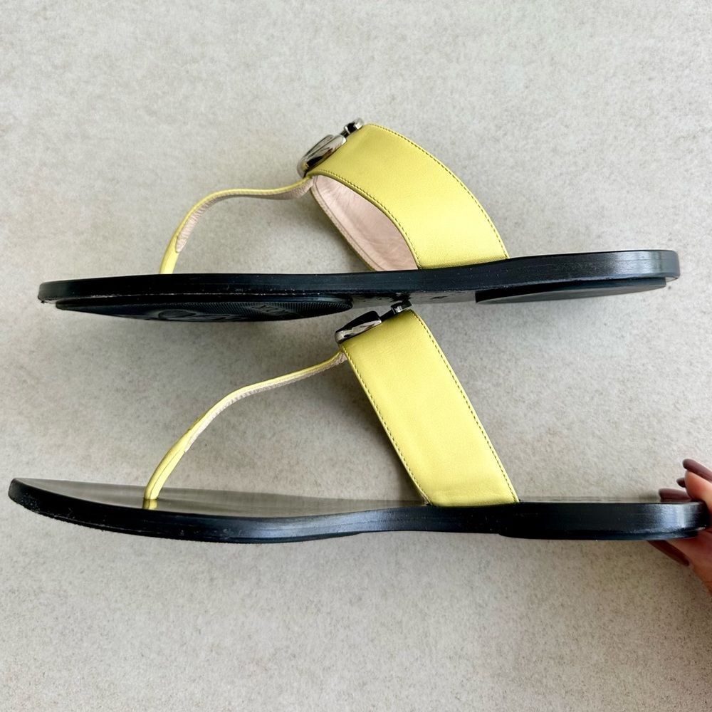 Gucci GG Marmont  Flip Flop Sandals Pastel Yellow Flat Thong Slides EU36.5 US6.5 - Picture 5 of 12